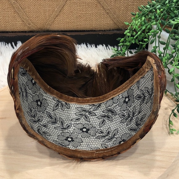 Vintage pheasant feather fascinator hat 1950s - Picture 9 of 10